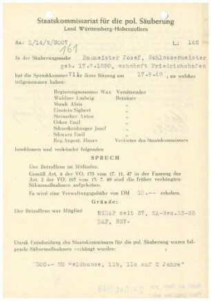 Baumeister, Josef