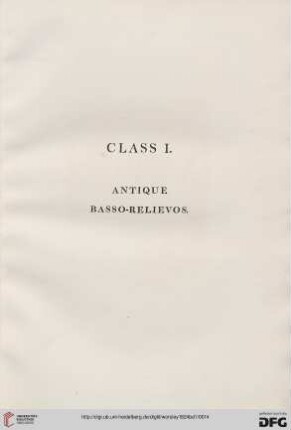 Class I: Antique Basso-Relievos