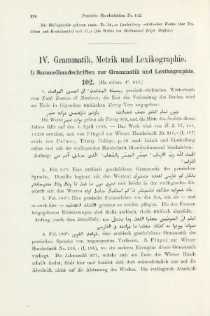 IV. Grammatik, Metrik und Lexikographie