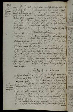 Freytag d 27 July 1731