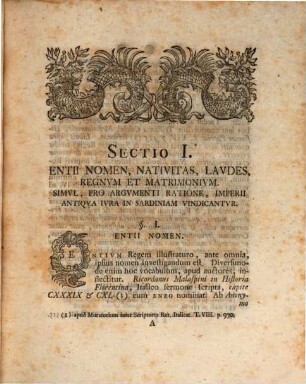 Entius sive Henricus, Friderici II. imp. nothus, rex Sardiniae, S. R. I. per Italiam Vicarius et admiralius : Commentatio histor.