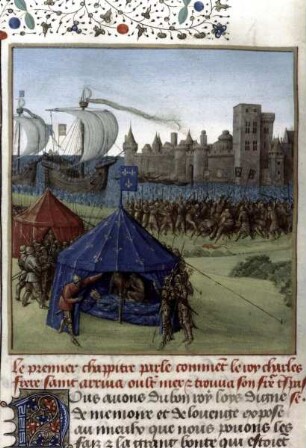 Grandes Chroniques de France — Tod Ludwigs des Heiligen im Lager vor Tunis, Folio 284 verso