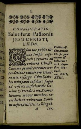 Consideratio Salutiferæ Passionis Jesu Christi, Filii Dei.