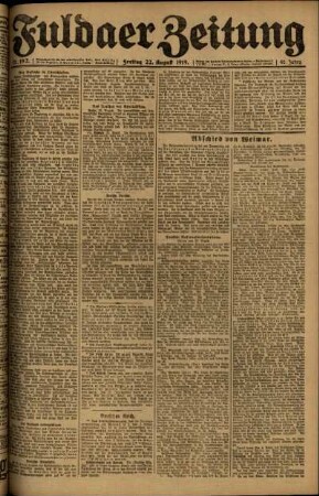Erste Ausgabe vom Freitag, den 22. August 1919.