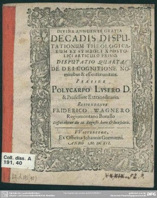 4: De Dei cognitione nominibus & essentiae unitate