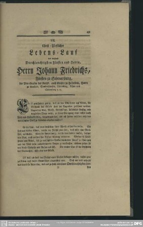 VIII. Christ-Fürstlicher Lebens-Lauf ...