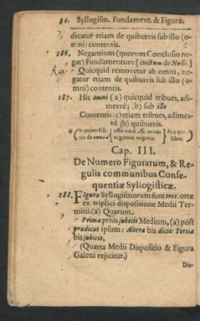 Cap. III. De Numero Figurarum,& Regulis communibus Consequentiae Syllogisticae.