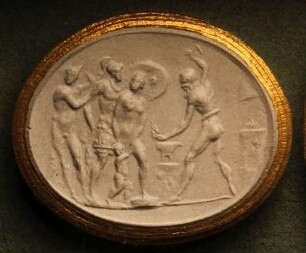 Venus, Mars, Cupido und Merkur in der Schmiede des Vulcanus (Daktyliothek, Erstes Mythologisches Tausend)