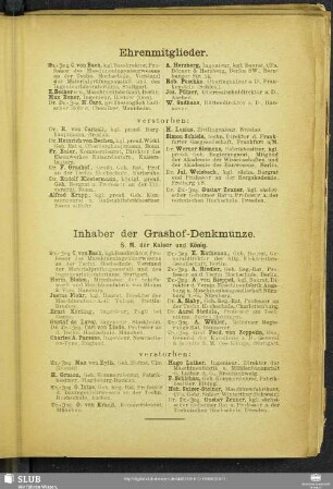 Inhaber der Grashof-Denkmünze.