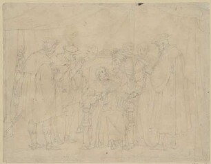 Zu Shakespeares "König Lear", Blatt 11, 4. Akt, 7. Szene: Lear im Sessel erwachend und Cordelia im Zelt