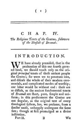 Chap. IV. The Religious Tenets of the Gentoos, followers of the Shastah of Bramah.