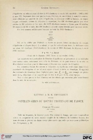 4: Lettre à M. E. Revillout sur les contrats grecs du Louvre provenant de Faioum, [2]