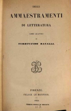 Degli ammaestramenti di letteratura libri quattro