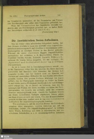 Die Aschütz'schen Serien-Aufnahmen