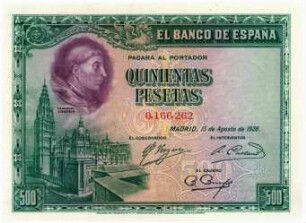 Geldschein, 500 Pesetas, 15.8.1928