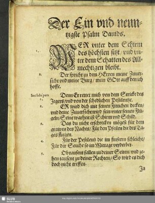 Der Ein und neuntzigste Psalm Davids