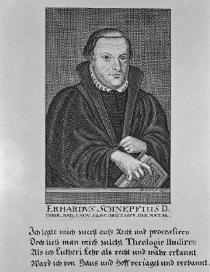 Erhard Schnepf (1495-1558), 1527-1534 Professor der Theologie in Marburg