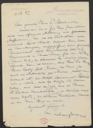 Brief an Hans Gustav Petschull an B. Schott's Söhne : 06.12.1932