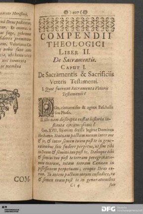 Caput I. De Sacramentis & Sacrificiis Veteris Testamenti.