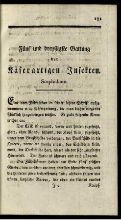 Fünf und dreyßigste Gattung der Käferartigen Insekten. Scaphidium.