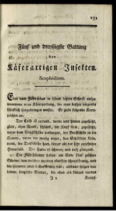 Fünf und dreyßigste Gattung der Käferartigen Insekten. Scaphidium.