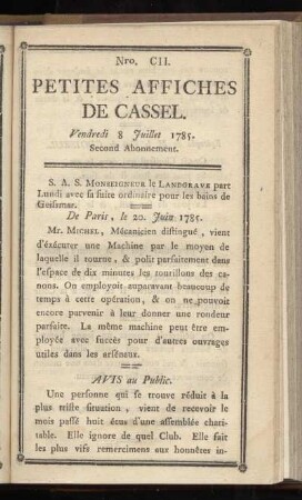 No CII (Vendredi 8 Juillet 1785)