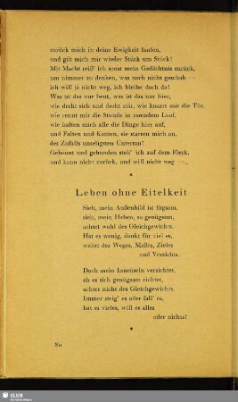 Leben ohne Eitelkeit