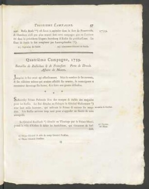 Quatrième Campagne, 1759. Batailles de Zullichau & de Francfort. Perte de Dresde. Affaire de Maxen.