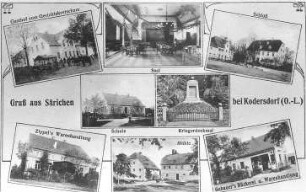 Kodersdorf-Särichen. Wassermühle u.a. Ansichten, Ansichtskarte, um 1920, Repro (RA Görlitz, Postkartensammlung)