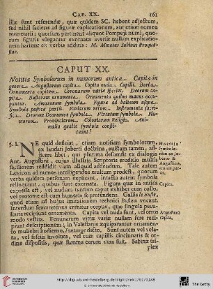 Caput XX: Notitia Symbolorum in numorum antica
