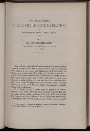 Una Osservazione Di Terzo Condilo Occipitale Nell' Uomo E Considerazioni Relative