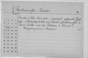 Bartenwerffer, Theodor - Bartramus, Matthias [Bertram, Matthias]