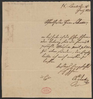 Brief an B. Schott's Söhne : 28.07.1821