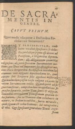 De Sacramentis In Genere.