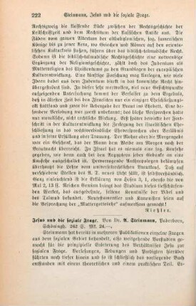 222-223 [Rezension] Steinmann, Alphons, Jesus und die soziale Frage