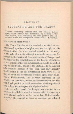 Chapter IV. Federalism And The League