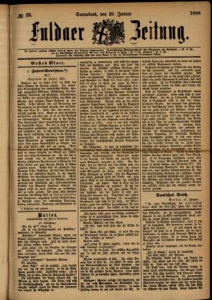 Ausgabe vom Samstag, den 28. Januar 1888.