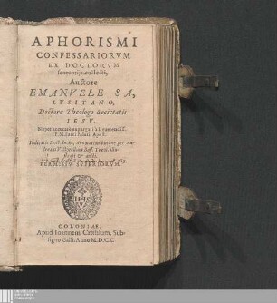 Aphorismi Confessariorvm Ex Doctorvm sententijs collecti