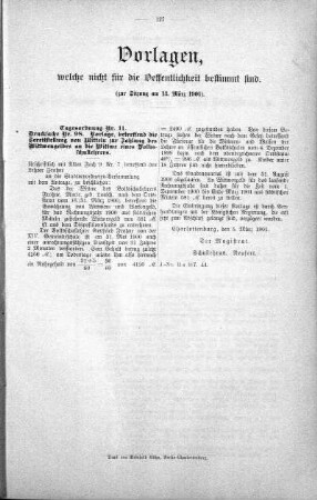 Vorlagen welche nicht für die Oeffentlichkeit bestimmt sind., 13. März 1901