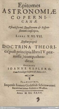 5/7: Quibus proprie Doctrina Theorica (post principia libro IV. praemissa) comprehenditur
