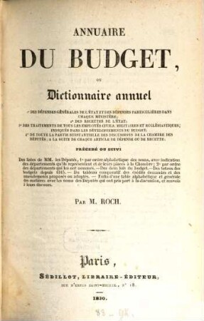 1e des dépenses générales de l'état et des dépenses particulières dans chaque ministère ..., 2