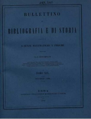 Tomo XIX. Dicembre 1886.
