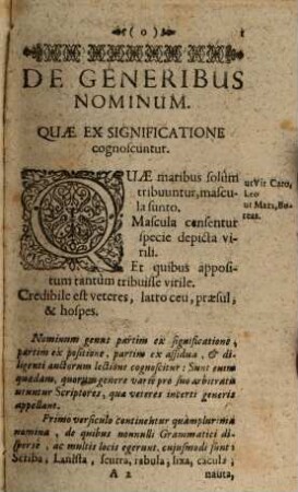 Emmanuelis Alvari E Societate Jesu Grammaticarum Institutionum Libri ..., 1. De Generibus Nominum Declinationibus, Verborum Praeteritis Atque Supinis