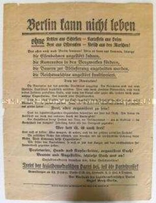 Flugblatt der SPD zur Novemberrevolution und Aufruf zum Beitritt