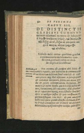Caput IIII. De Distinctis Gradibus Communicationis Idiomatu ex textu D. Johannis ...