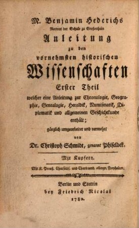 Handbuch der vornehmsten historischen Wissenschaften