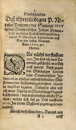 Sendschreiben Von dem Wolstand vnd glückseligem Fortgang der Christenheit in den Orientalischen Indien