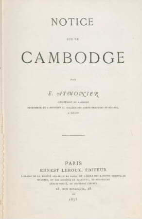 Notice sur le Cambodge