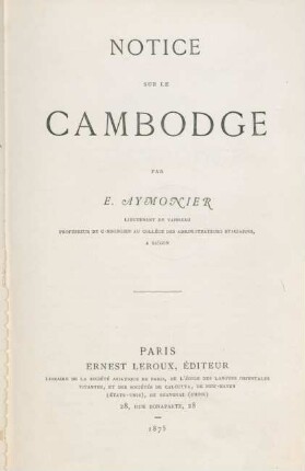 Notice sur le Cambodge