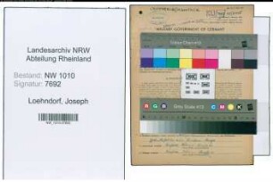 Entnazifizierung Joseph Loehndorf , geb. 07.03.1893 (Schuhmacher)